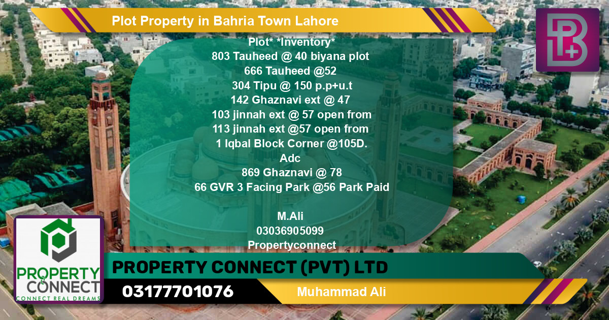 Residential Plot for Sale in Bahria Town, Lahore - (BP-51158)