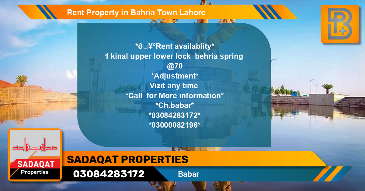 Residential Property for Rent in Bahria Town, Lahore - (BP-51169)