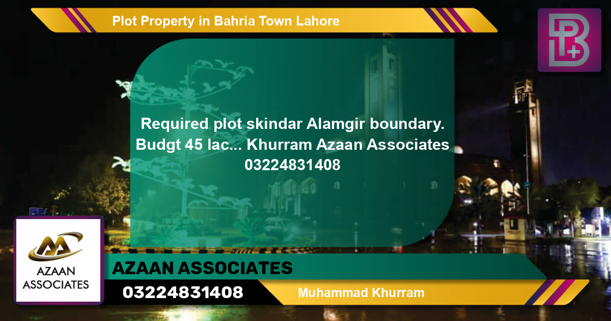 Residential Plot for Sale in Bahria Town, Lahore - (BP-51174)