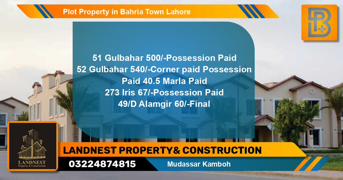 Residential Plot for Sale in Bahria Town, Lahore - (BP-51254)