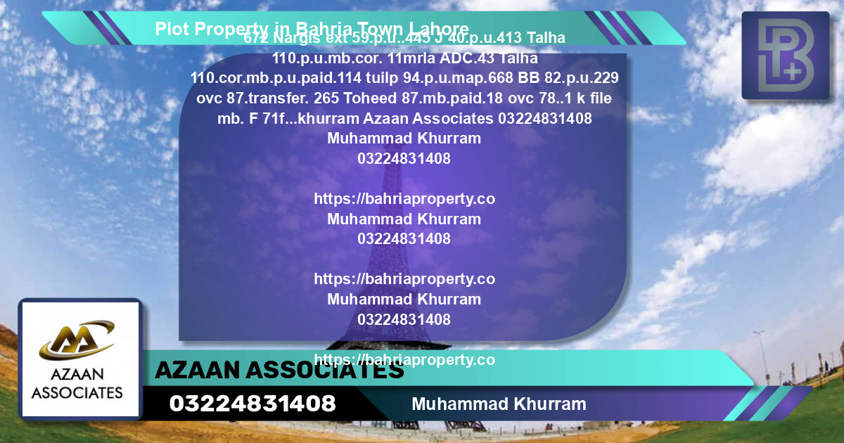 Residential Plot for Sale in Bahria Town, Lahore - (BP-51266)