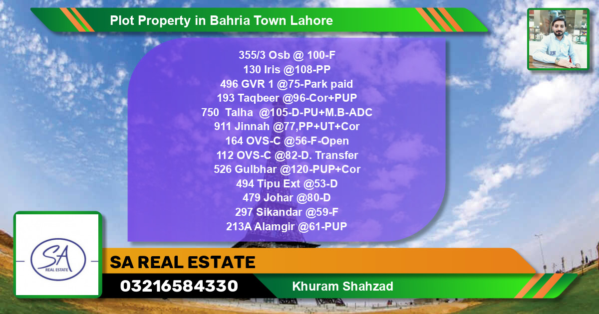 Residential Plot for Sale in Bahria Town, Lahore - (BP-51305)