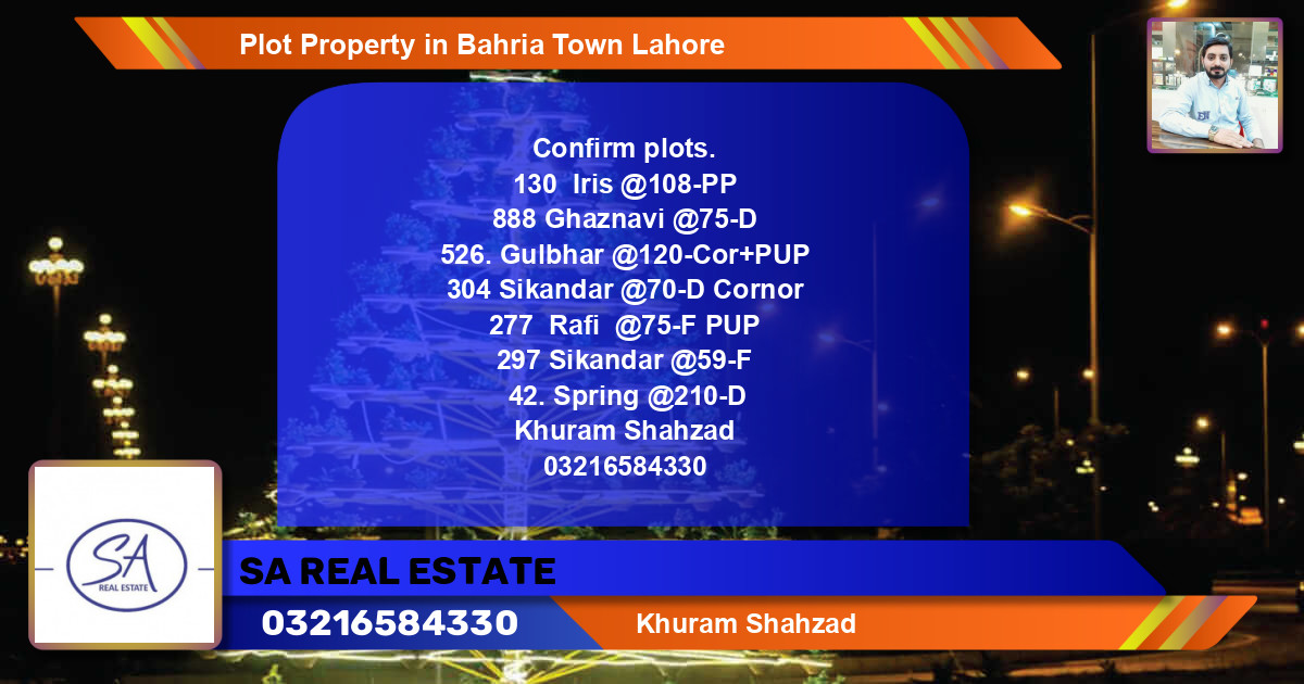 Residential Plot for Sale in Bahria Town, Lahore - (BP-51307)