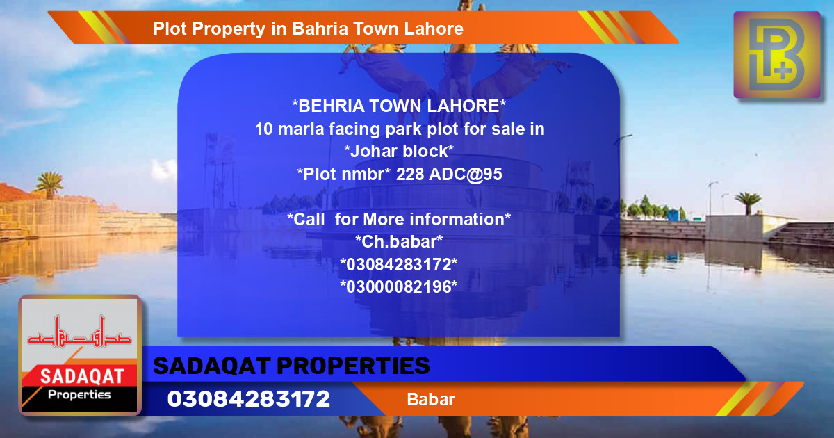 Residential Plot for Sale in Bahria Town, Lahore - (BP-51324)