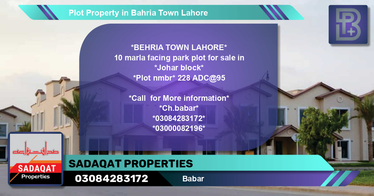 Residential Plot for Sale in Bahria Town, Lahore - (BP-51325)