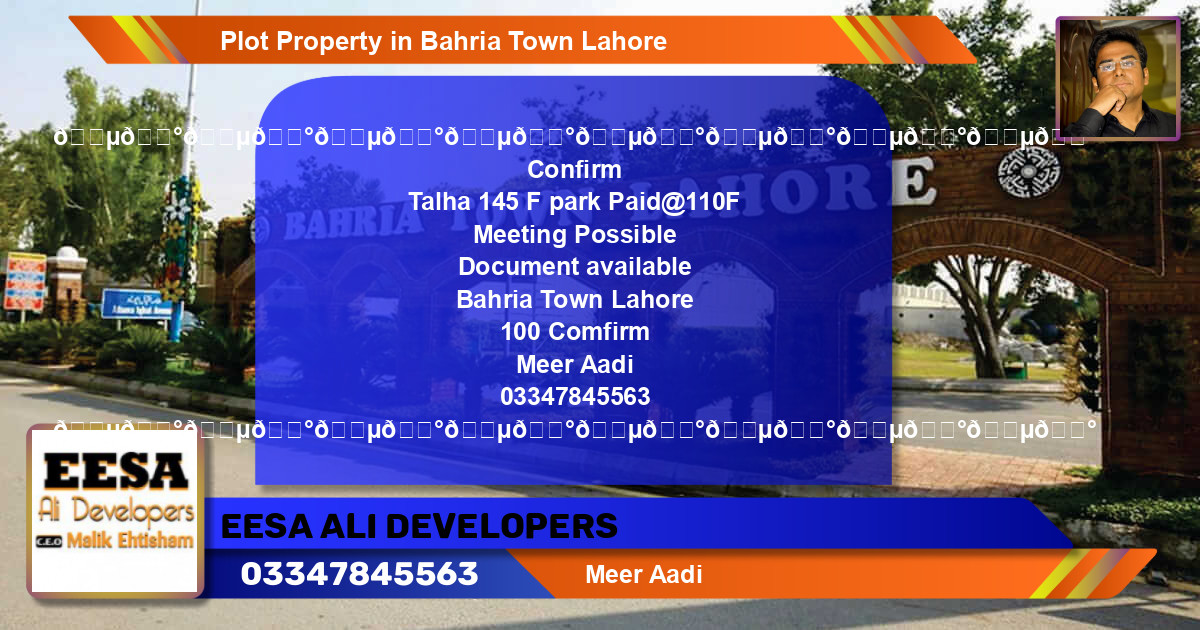 Residential Plot for Sale in Bahria Town, Lahore - (BP-51330)