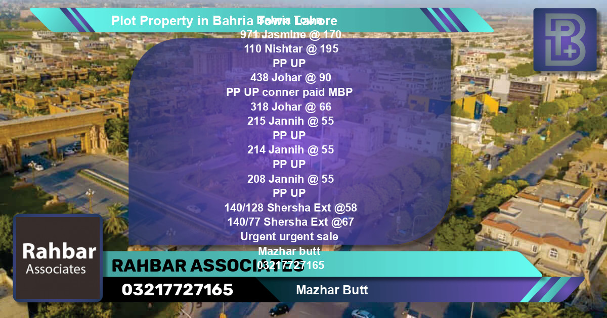 Residential Plot for Sale in Bahria Town, Lahore - (BP-51333)