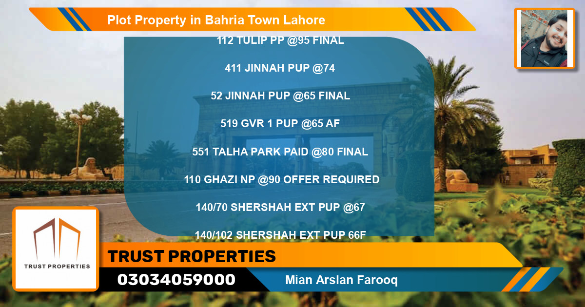Residential Plot for Sale in Bahria Town, Lahore - (BP-51337)