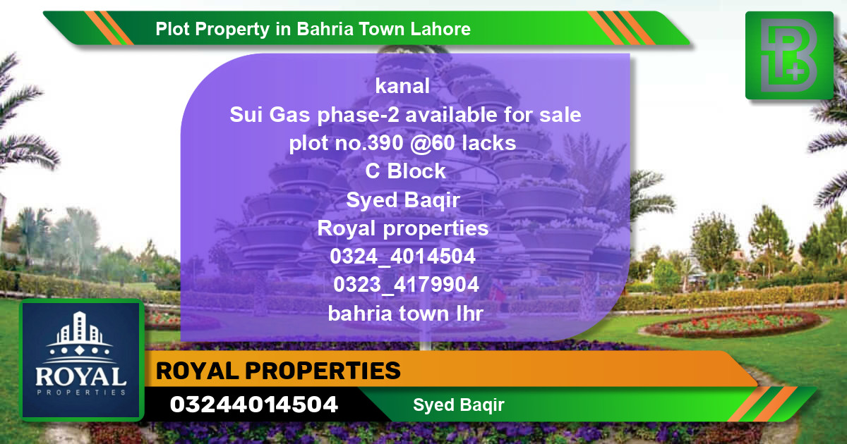 Residential Plot for Sale in Bahria Town, Lahore - (BP-51400)