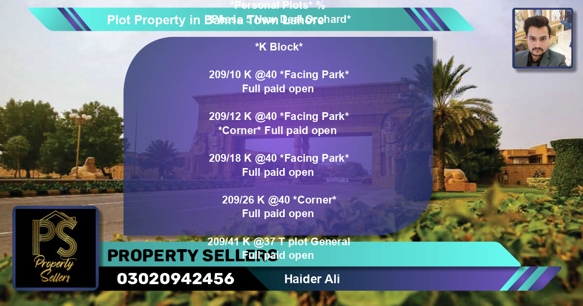 Residential Plot for Sale in Bahria Town, Lahore - (BP-51405)