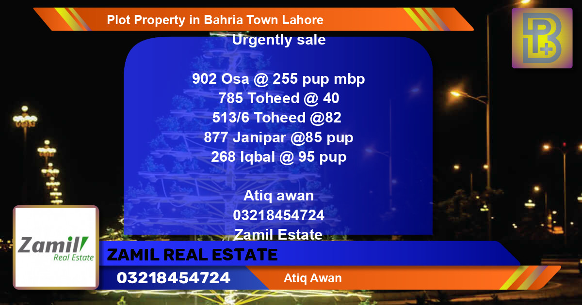 Residential Plot for Sale in Bahria Town, Lahore - (BP-51440)