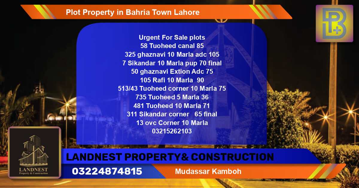 Residential Plot for Sale in Bahria Town, Lahore - (BP-51477)
