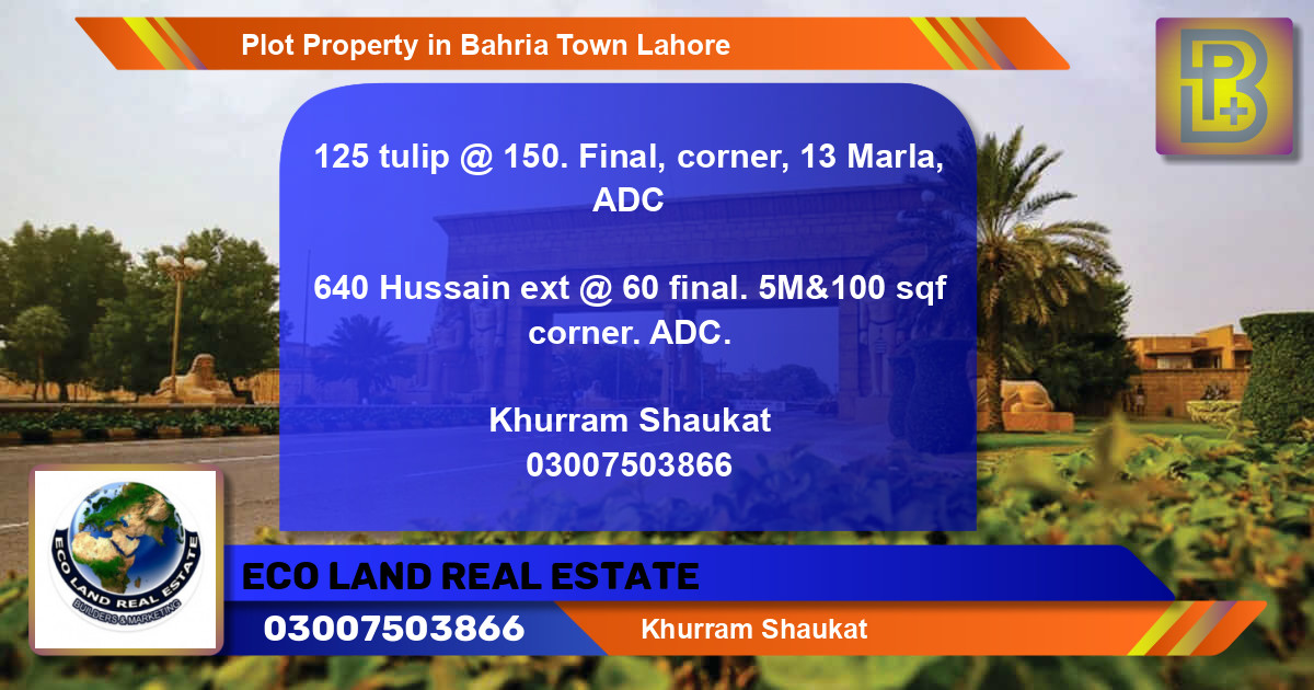 Residential Plot for Sale in Bahria Town, Lahore - (BP-51489)