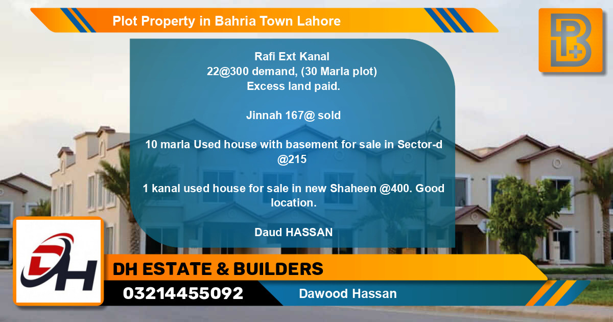 Residential Plot for Sale in Bahria Town, Lahore - (BP-51525)