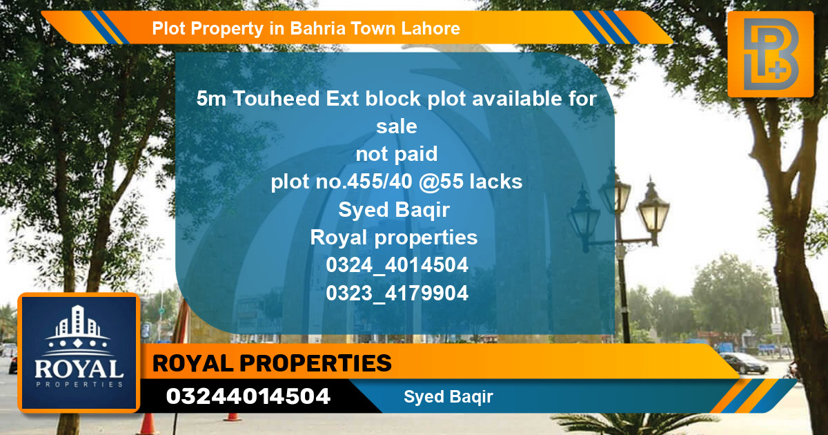 Residential Plot for Sale in Bahria Town, Lahore - (BP-51542)