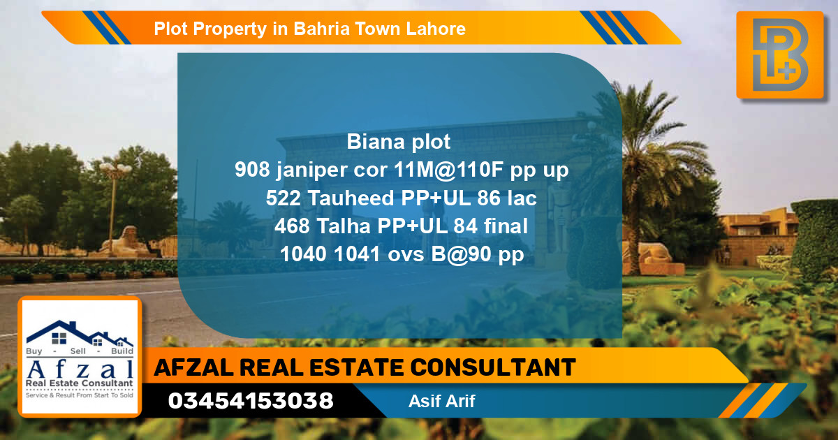 Residential Plot for Sale in Bahria Town, Lahore - (BP-51586)
