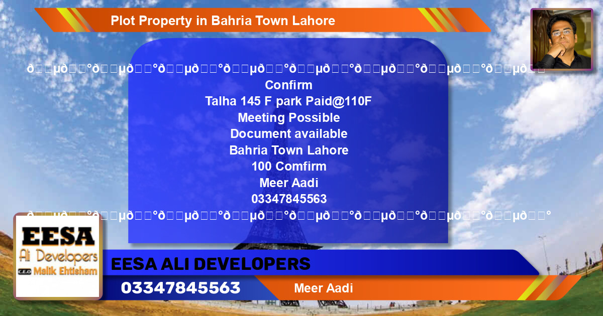Residential Plot for Sale in Bahria Town, Lahore - (BP-51590)