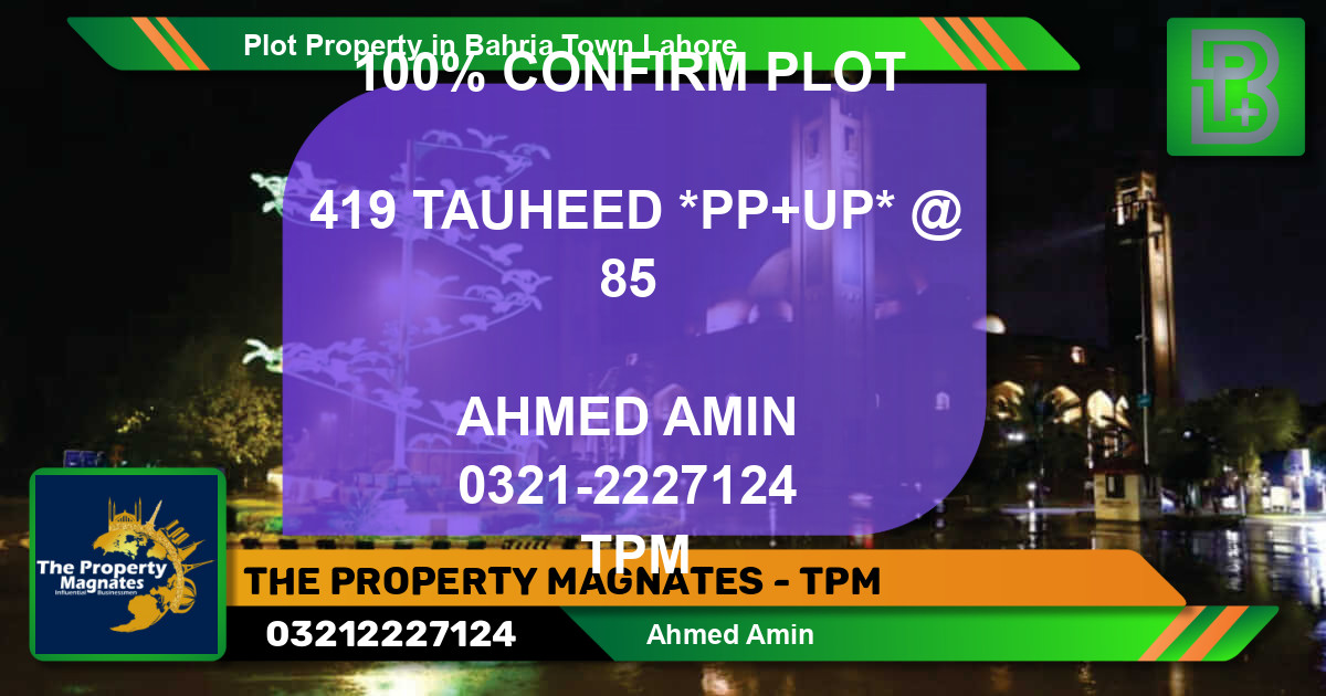 Residential Plot for Sale in Bahria Town, Lahore - (BP-51595)