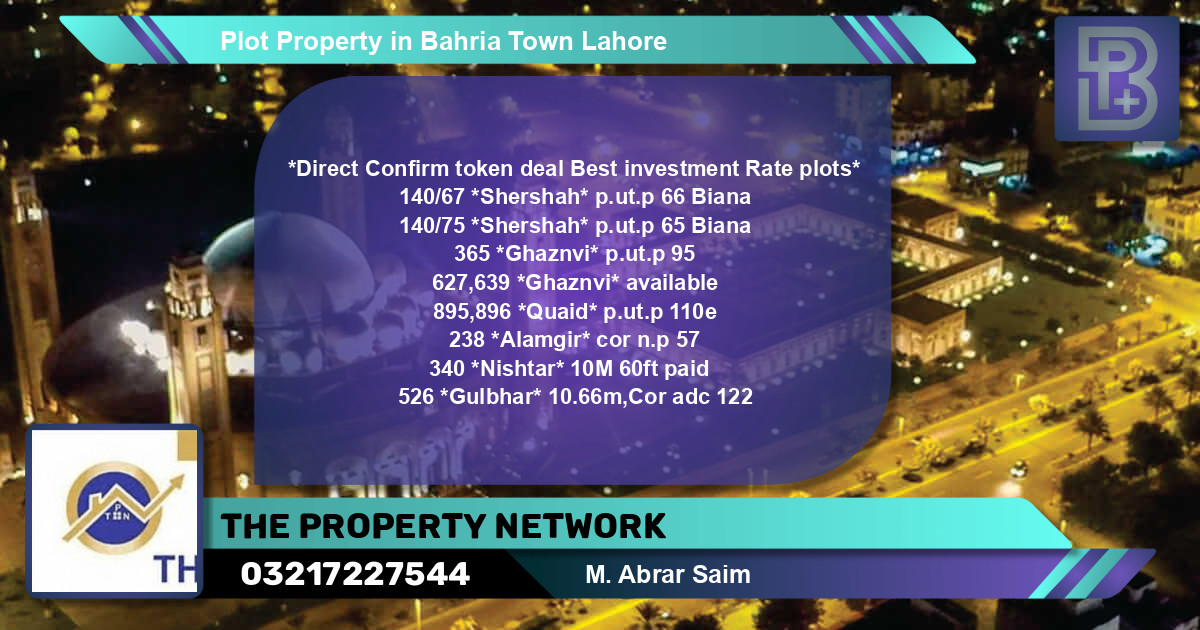 Residential Plot for Sale in Bahria Town, Lahore - (BP-51661)