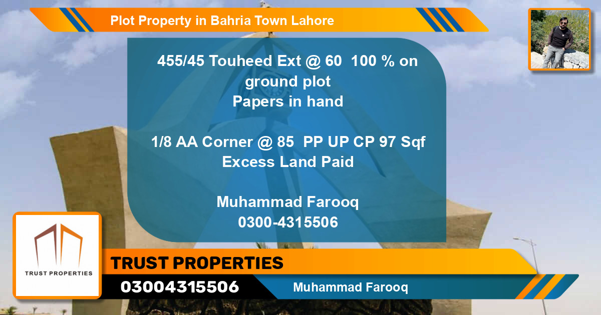 Residential Plot for Sale in Bahria Town, Lahore - (BP-51672)