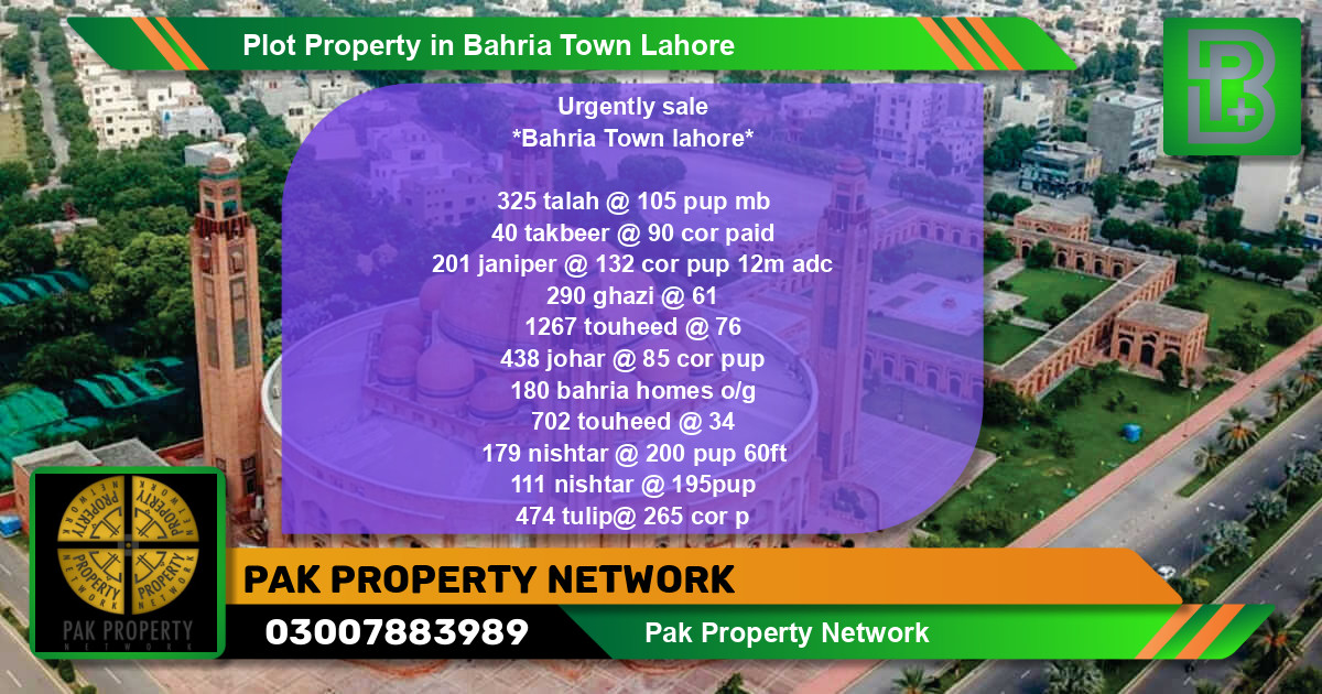 Residential Plot for Sale in Bahria Town, Lahore - (BP-51674)