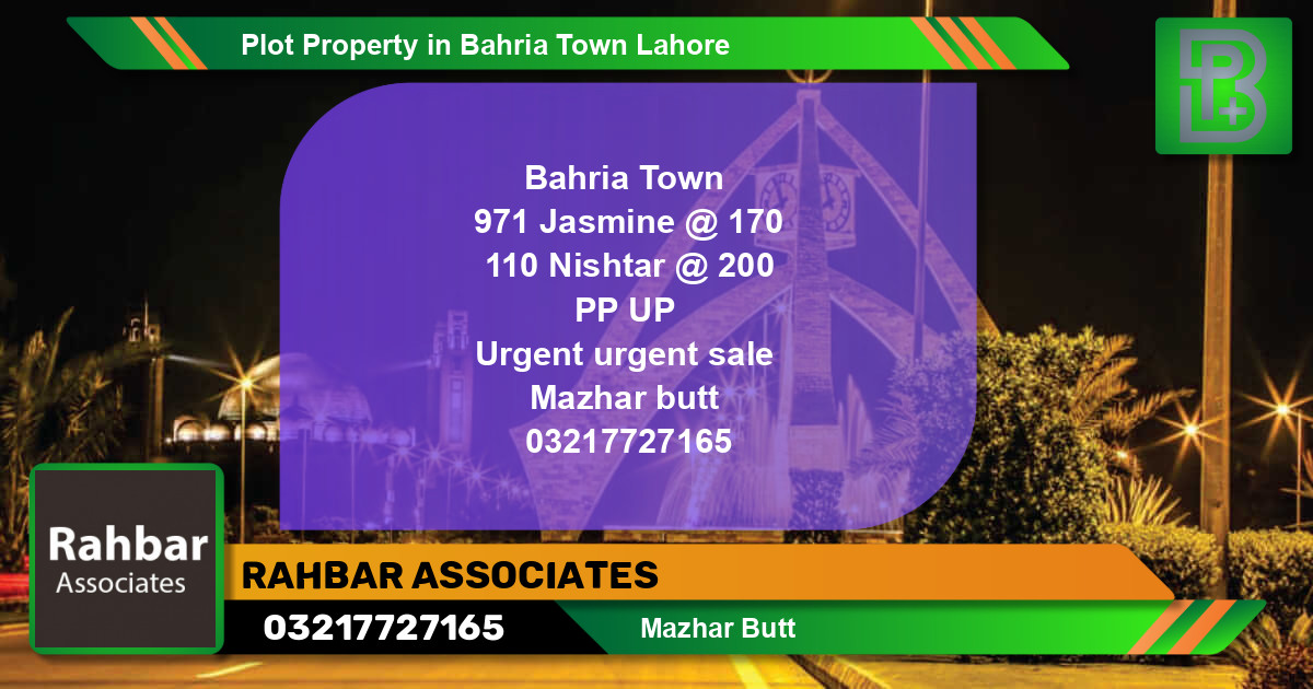 Residential Plot for Sale in Bahria Town, Lahore - (BP-51684)