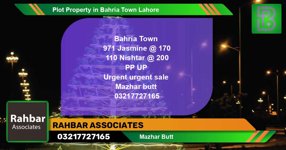 Residential Plot for Sale in Bahria Town, Lahore - (BP-51685)