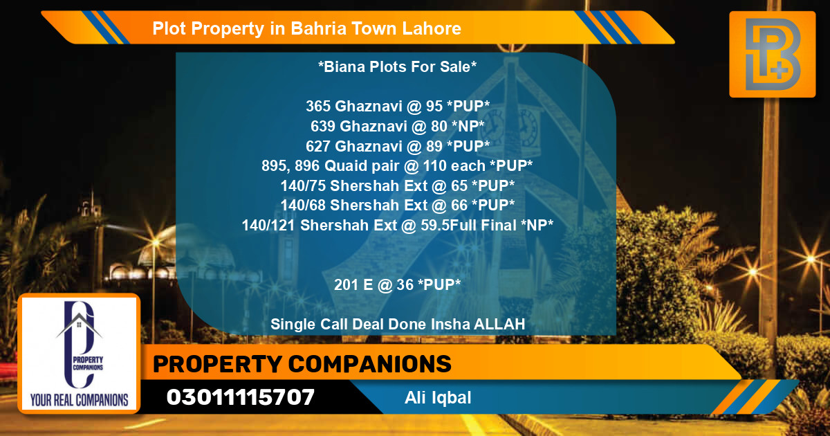 Residential Plot for Sale in Bahria Town, Lahore - (BP-51697)