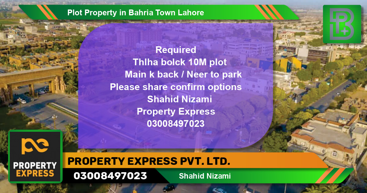 Residential Plot for Sale in Bahria Town, Lahore - (BP-51706)
