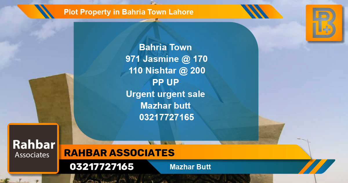 Residential Plot for Sale in Bahria Town, Lahore - (BP-51723)