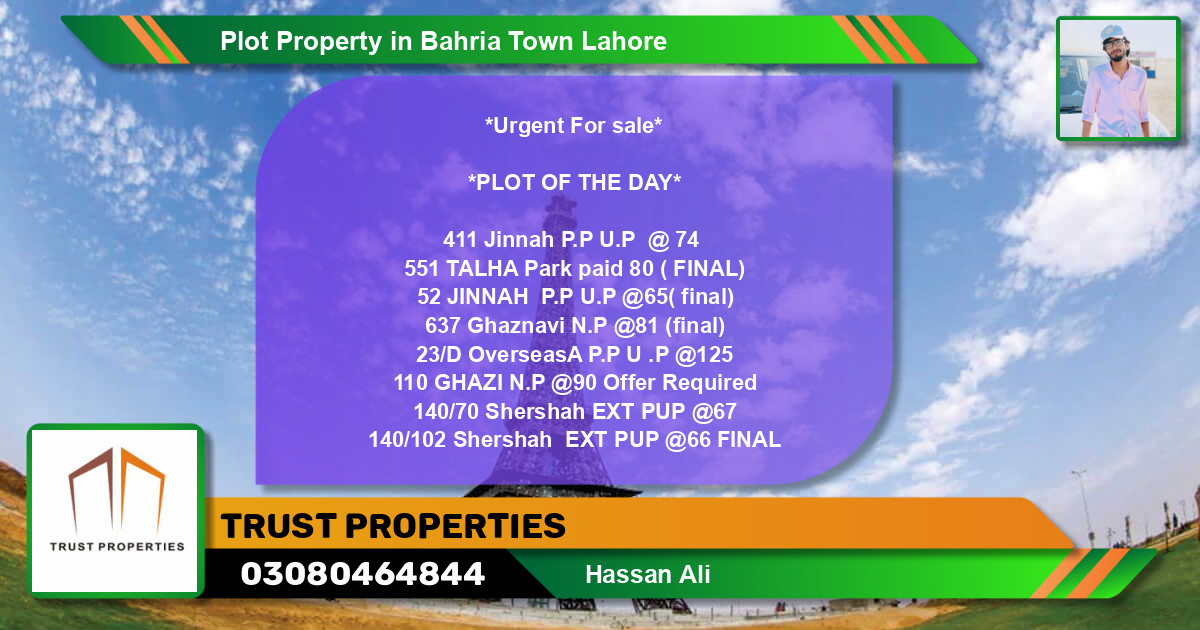 Residential Plot for Sale in Bahria Town, Lahore - (BP-51742)