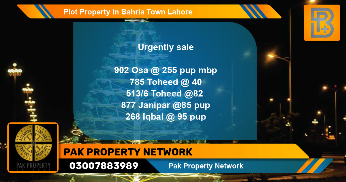 Residential Plot for Sale in Bahria Town, Lahore - (BP-51786)