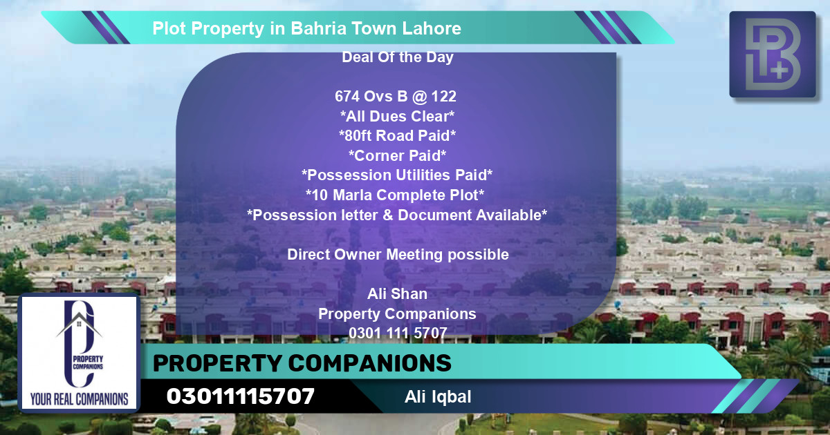 Residential Plot for Sale in Bahria Town, Lahore - (BP-51790)