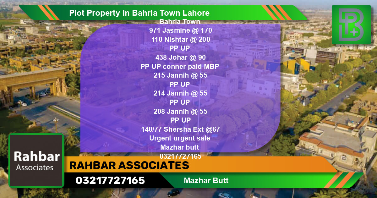 Residential Plot for Sale in Bahria Town, Lahore - (BP-51792)