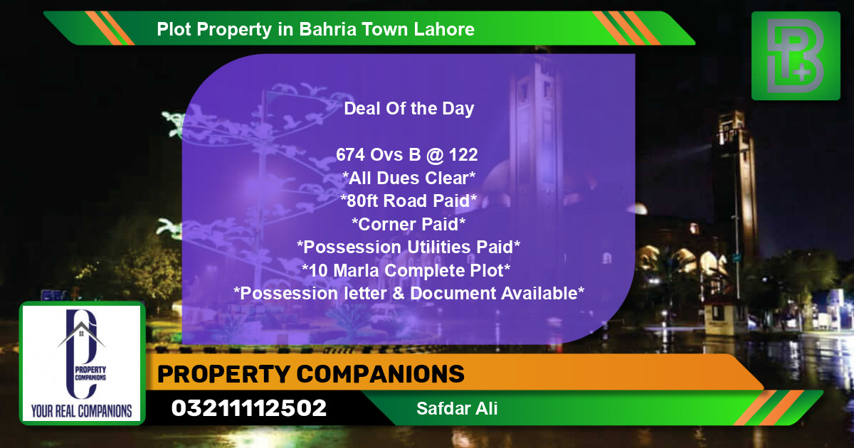 Residential Plot for Sale in Bahria Town, Lahore - (BP-51794)