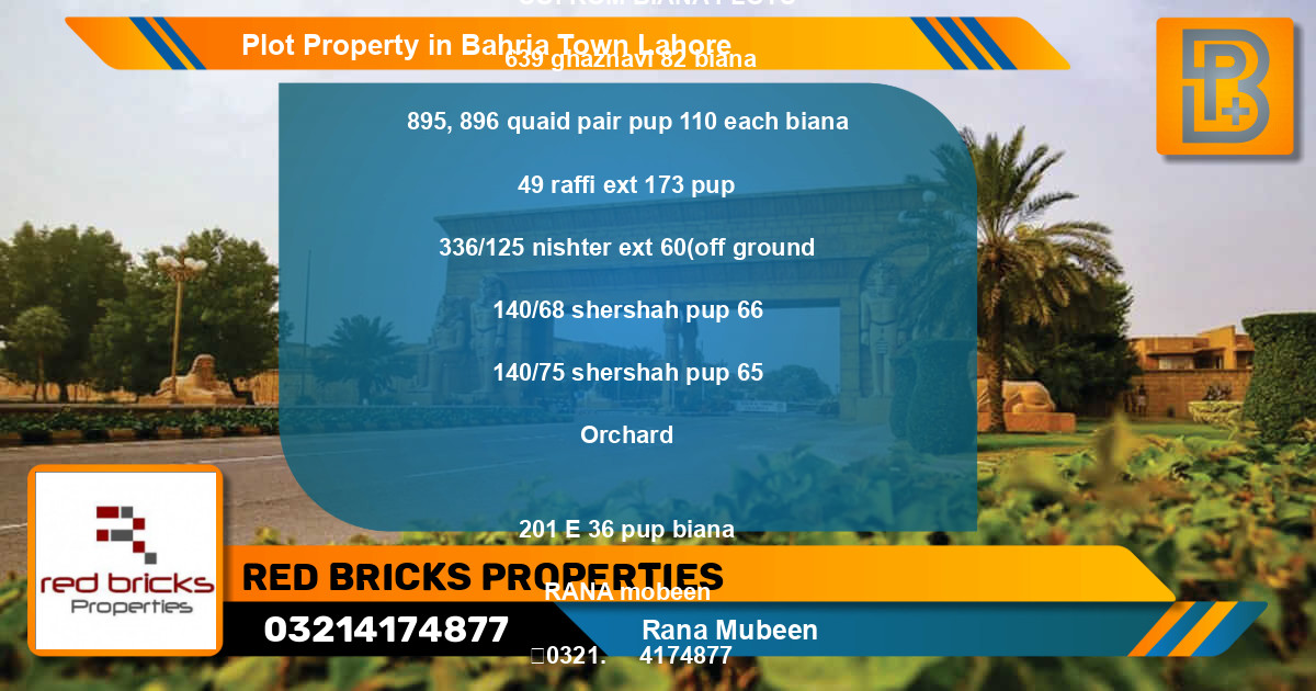 Residential Plot for Sale in Bahria Town, Lahore - (BP-51808)