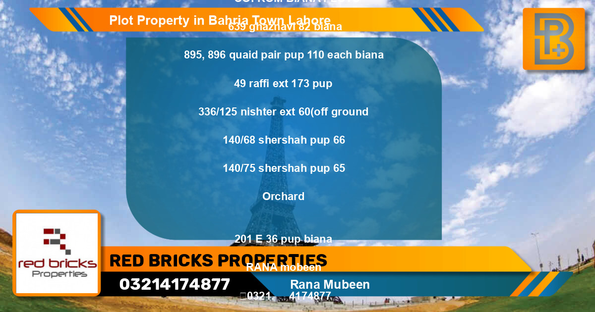 Residential Plot for Sale in Bahria Town, Lahore - (BP-51810)