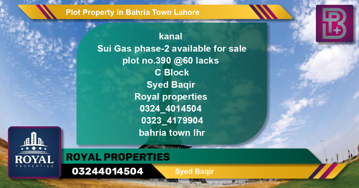 Residential Plot for Sale in Bahria Town, Lahore - (BP-51822)