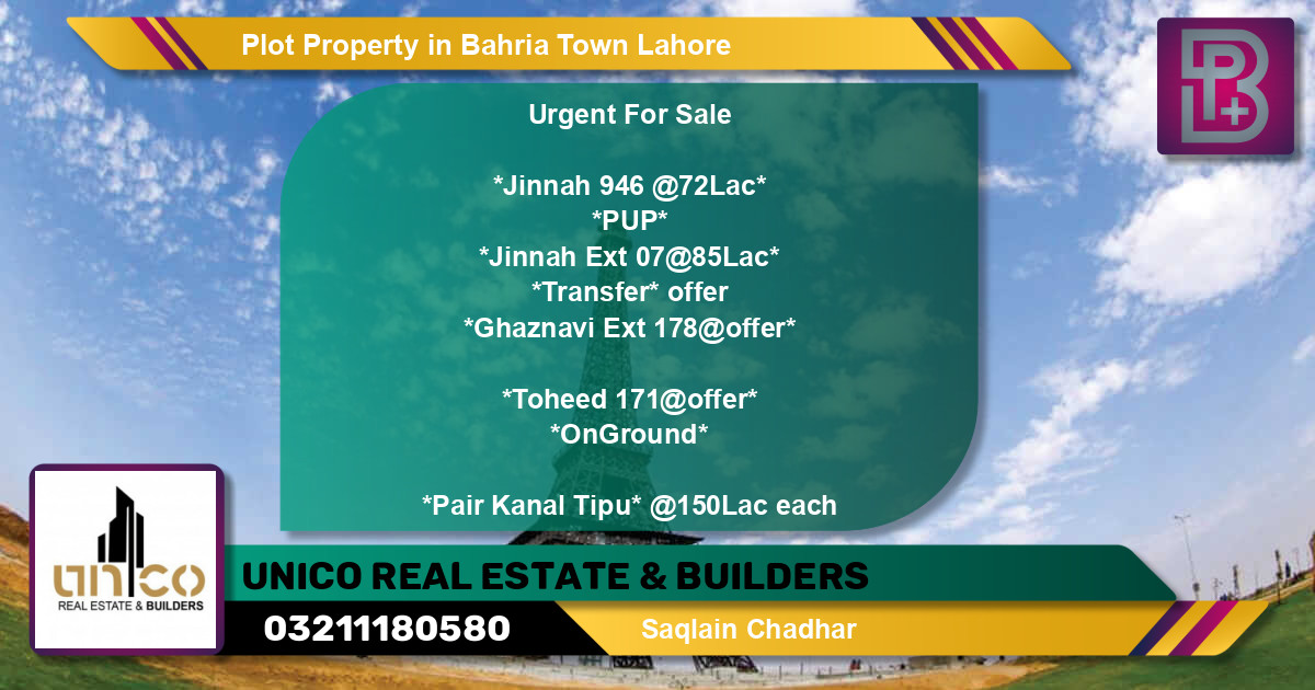 Residential Plot for Sale in Bahria Town, Lahore - (BP-51836)