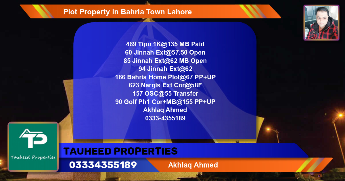 Residential Plot for Sale in Bahria Town, Lahore - (BP-51850)