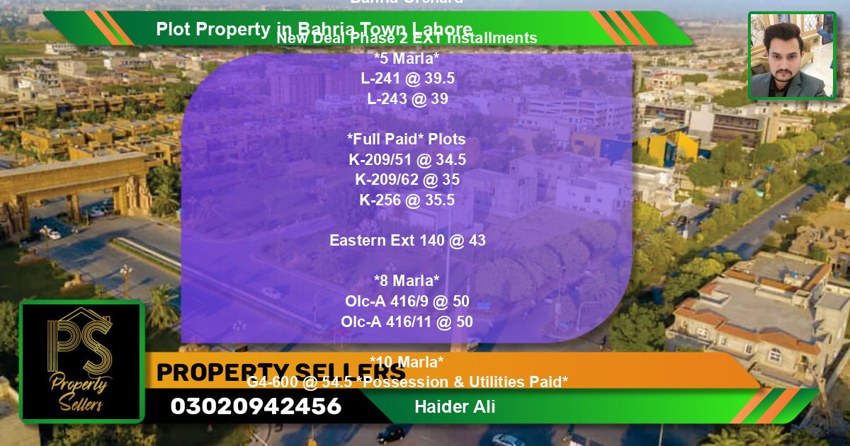 Residential Plot for Sale in Bahria Town, Lahore - (BP-51868)