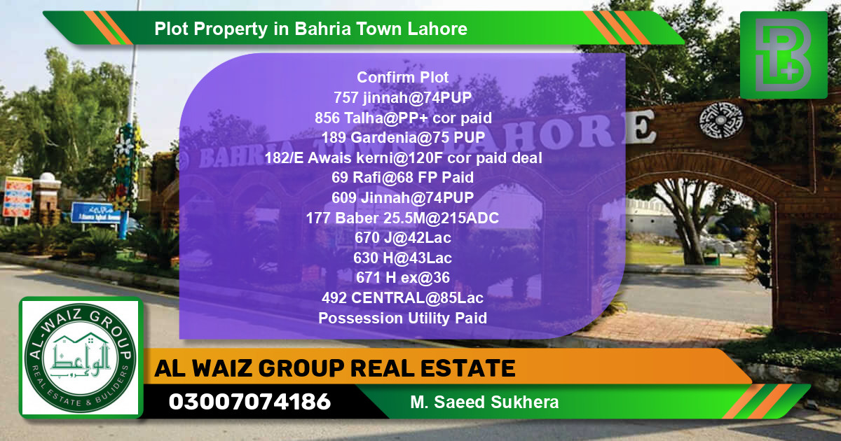 Residential Plot for Sale in Bahria Town, Lahore - (BP-51898)