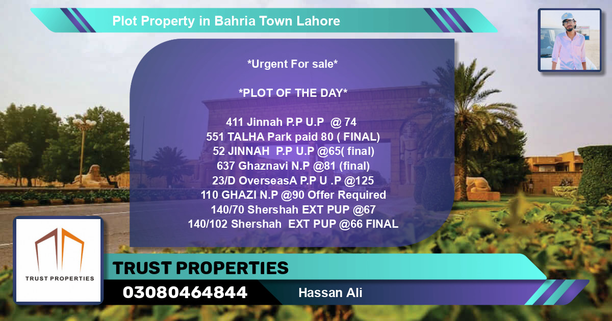 Residential Plot for Sale in Bahria Town, Lahore - (BP-51975)