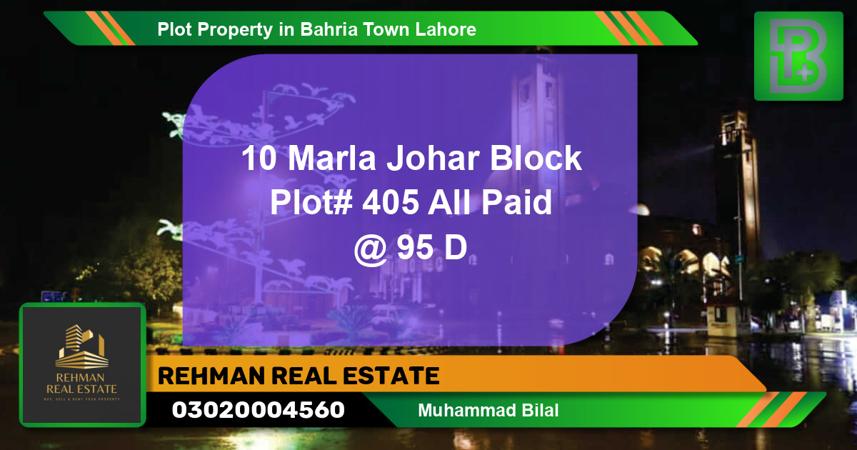 Residential Plot for Sale in Bahria Town, Lahore - (BP-51978)