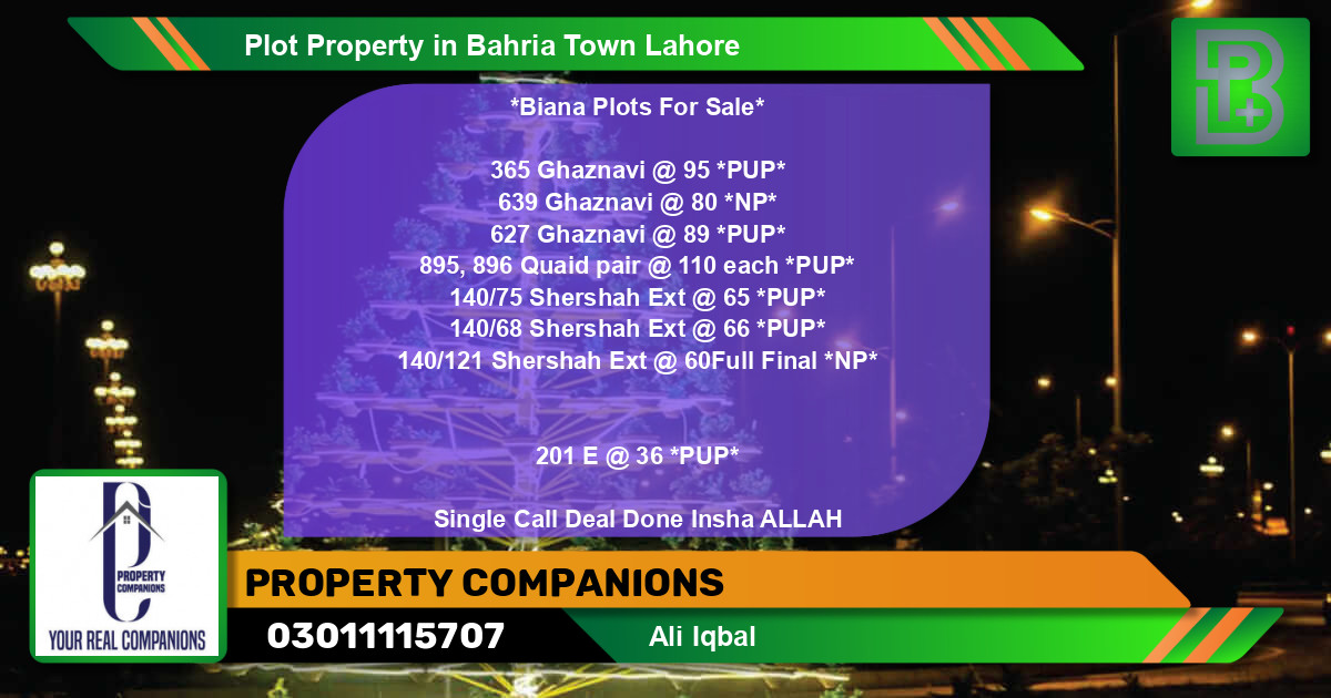 Residential Plot for Sale in Bahria Town, Lahore - (BP-51984)