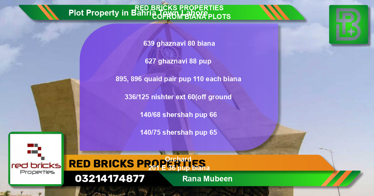 Residential Plot for Sale in Bahria Town, Lahore - (BP-52014)