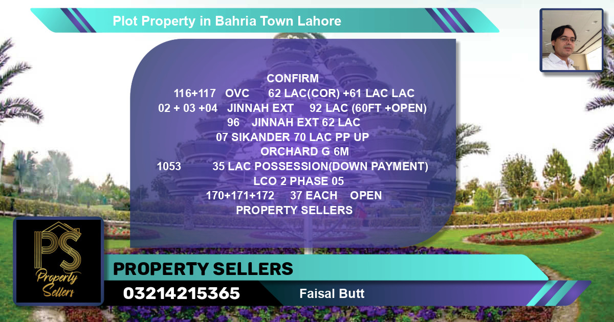 Residential Plot for Sale in Bahria Town, Lahore - (BP-52035)