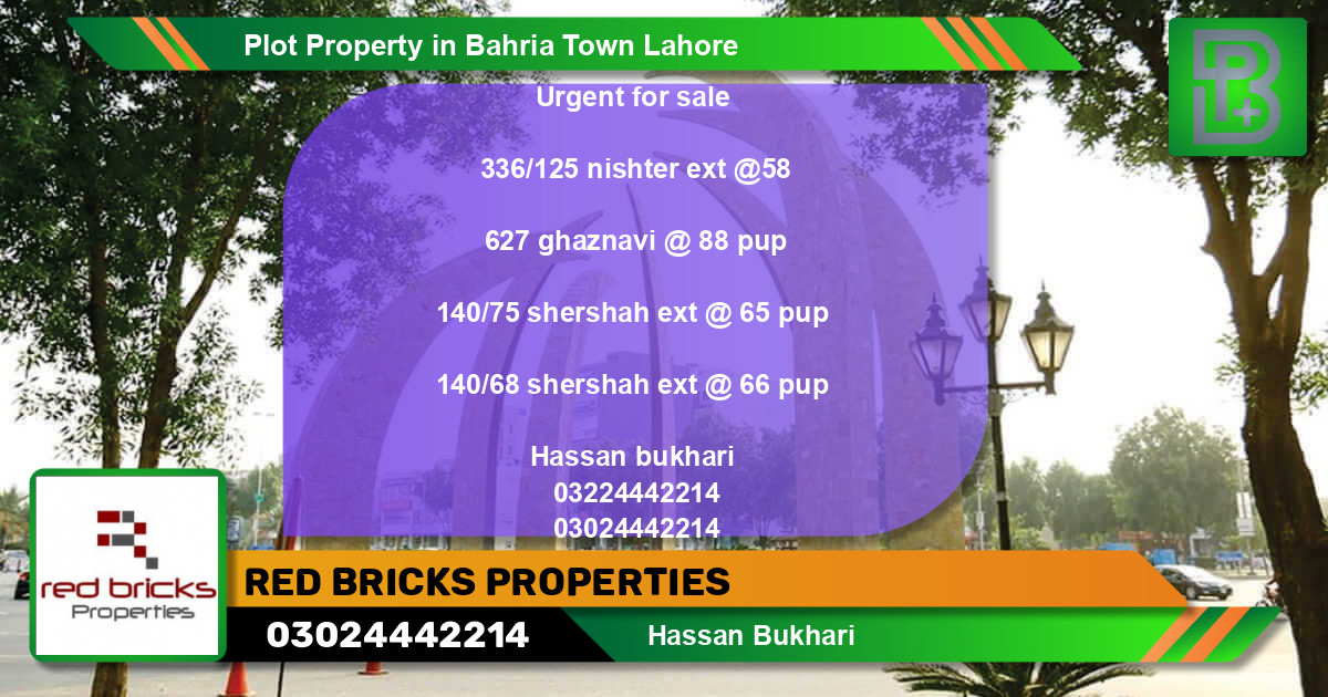 Residential Plot for Sale in Bahria Town, Lahore - (BP-52045)