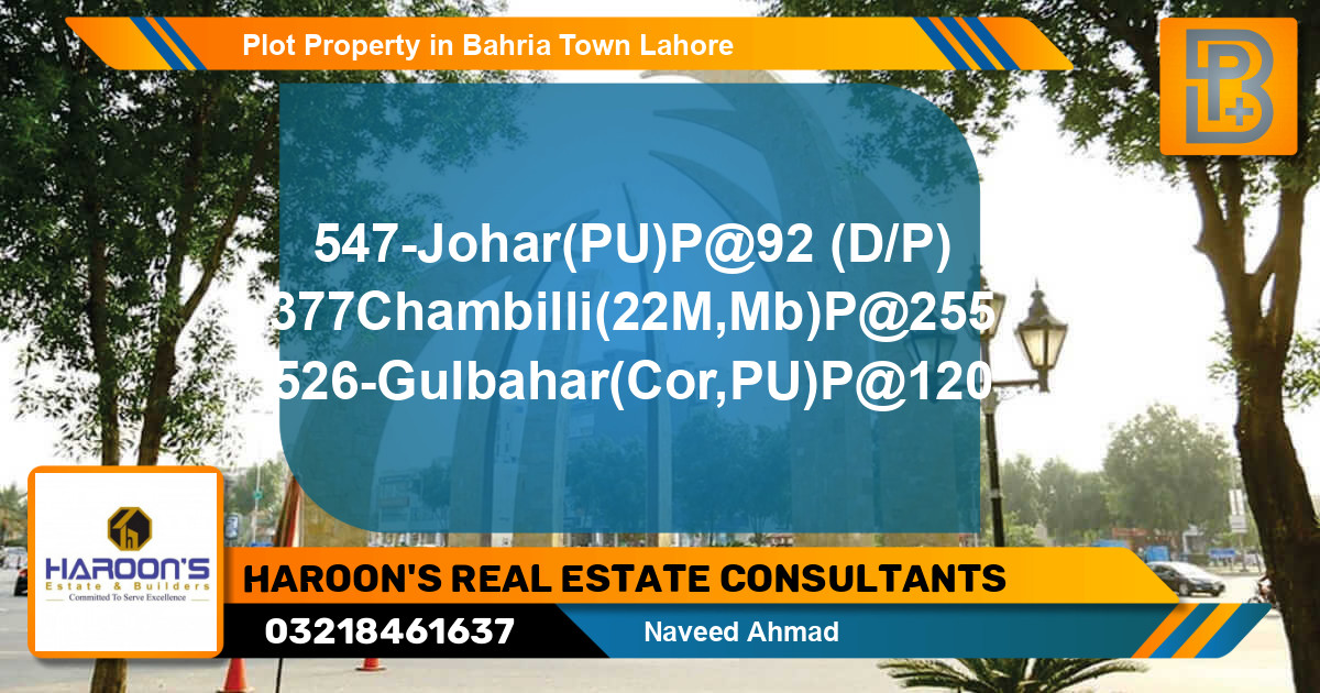 Residential Plot for Sale in Bahria Town, Lahore - (BP-52071)