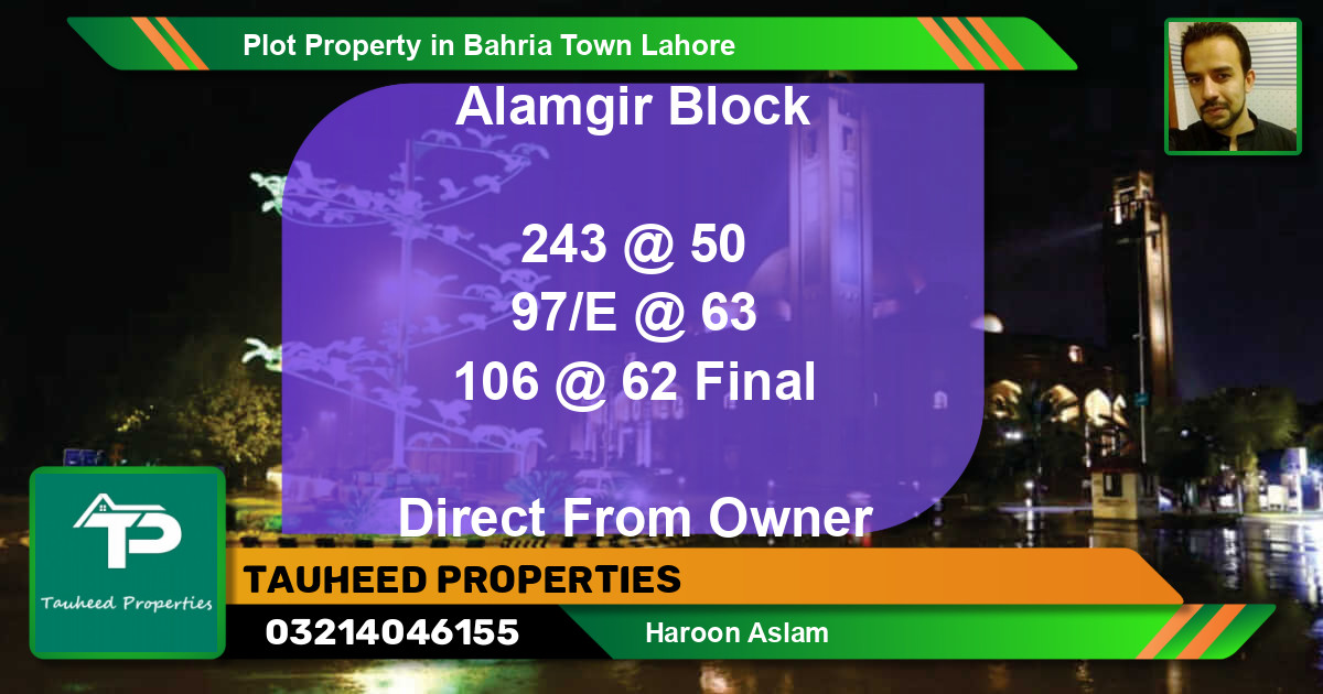 Residential Plot for Sale in Bahria Town, Lahore - (BP-52075)